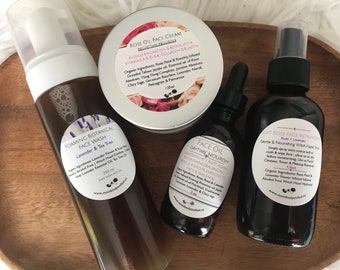 Natural Skincare Set: Tallow Balm, Rose Oil, Witch Hazel Toner