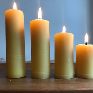 Canadian Beeswax Candles Set: Natural Honey Scent, Slow Burning Pillars