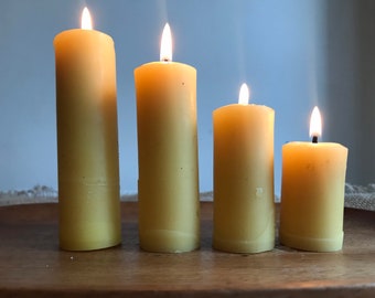 Canadian Beeswax Candles Set: Natural Honey Scent, Slow Burning Pillars