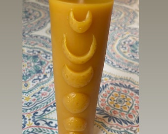 Large Moon Phases Pure Beeswax Candle half pound Raw Beeswax