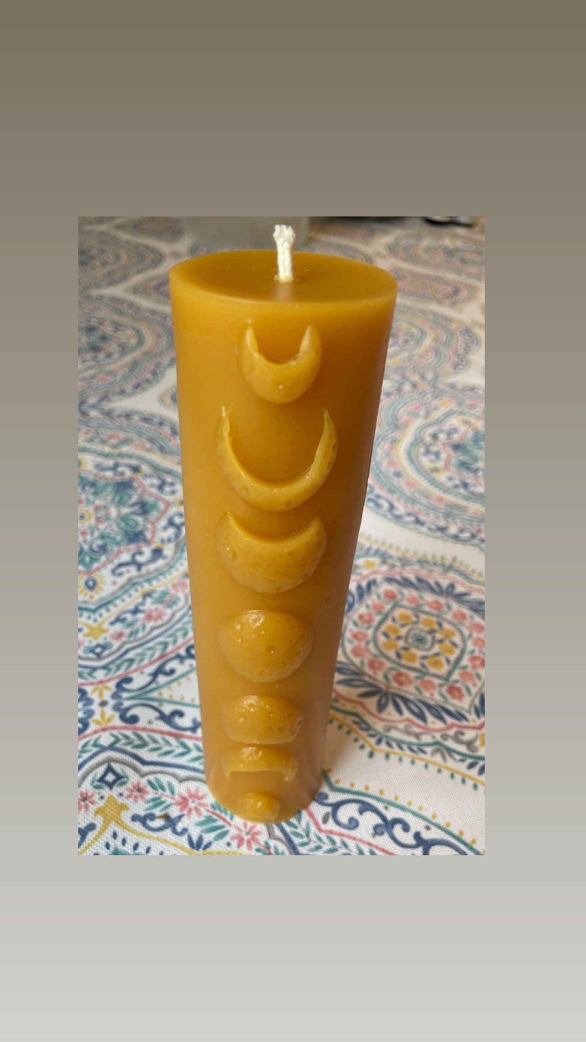 Large Moon Phases Pure Beeswax Candle half pound Raw Beeswax