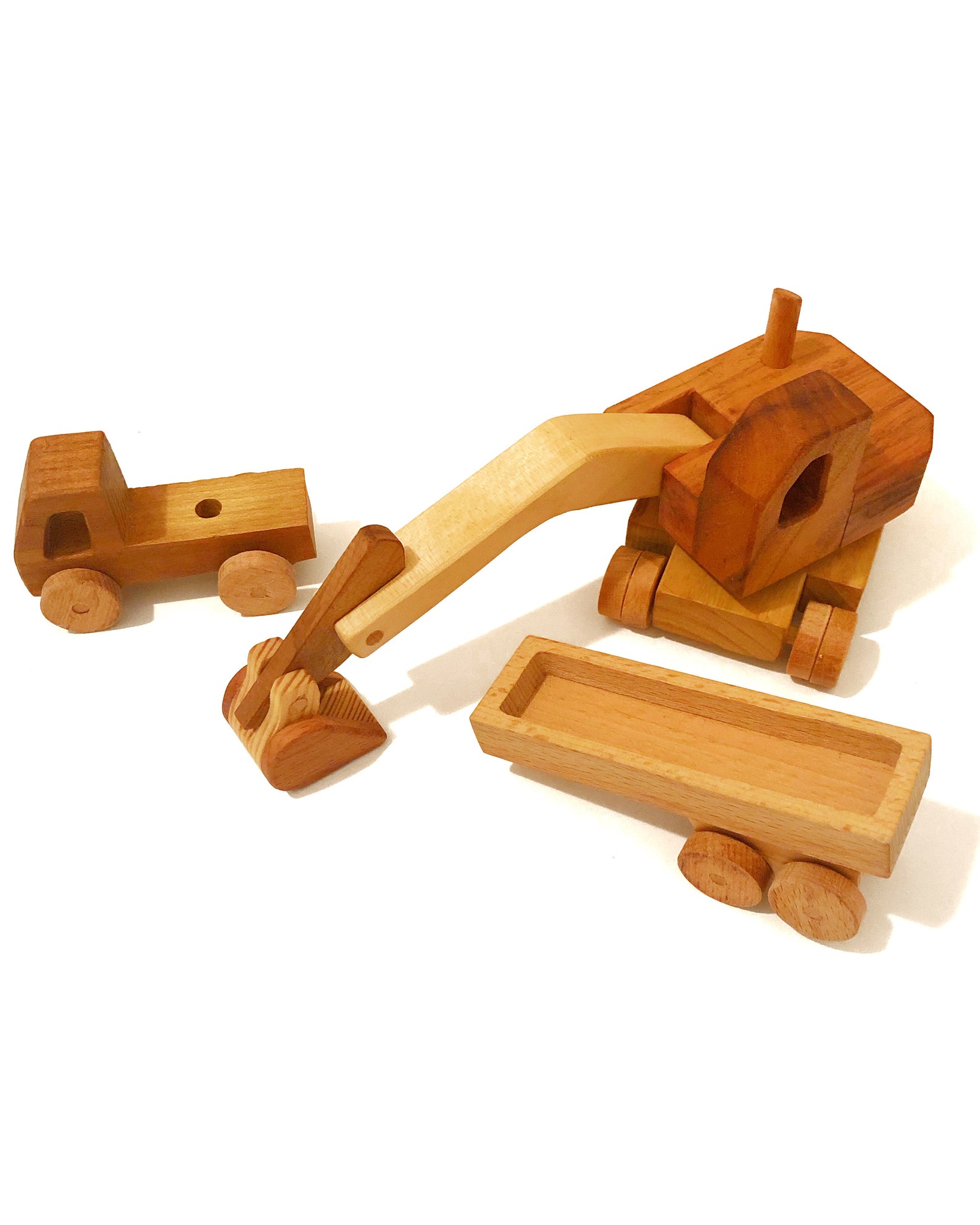 Wooden construction vehicle toy set wooden toys for toddlers Etsy