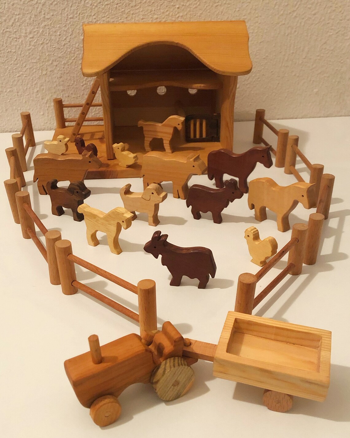 Wooden Toy Barn Wood Shed Barn Farm Toys Set Wooden Animals Etsy