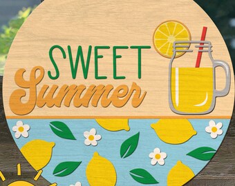 Sweet Summer Door hanger SVG | Lemonade and lemons svg | Summer Welcome sign SVG | Glowforge svg | Laser cut file | Cricut SVG