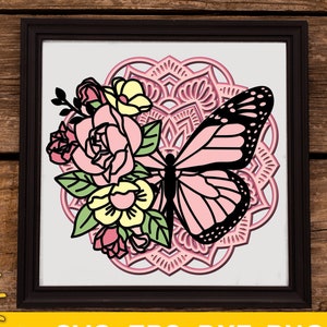 3D Gelaagde Mandala Butterfly SVG 8 lagen bestand knippen | Glowforge-svg | dxf-svg eps