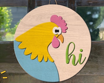 Chicken Door Hanger SVG | Farmhouse door hanger SVG | Chicken Hi door hanger SVG