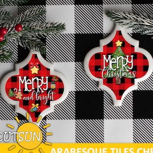 Arabesque Tile Christmas Ornaments DIY kit | Arabesque Print n cut stickers | Christmas sublimation PNG files