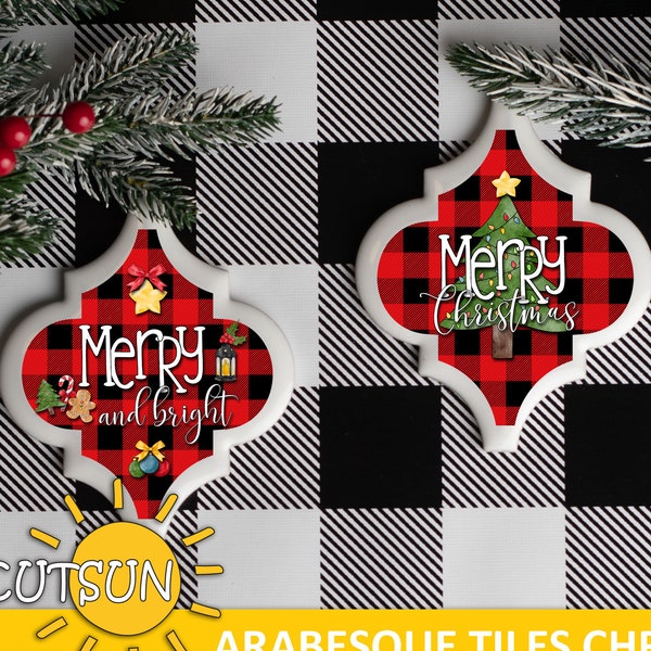 Arabesque Tile Christmas Ornaments DIY kit | Arabesque Print n cut stickers | Christmas sublimation PNG files