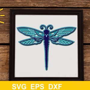 3D Layered Mandala Dragonfly SVG 3 layers cut file | Etsy