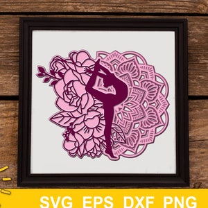 3D Layered Mandala Gymnast SVG 5 layers cut file | Gymnast SVG | Glowforge SVG