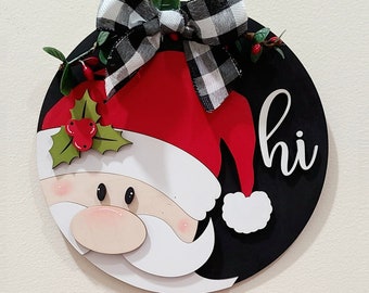 Santa Door Hanger SVG | Christmas door hanger SVG | Santa Hi door hanger SVG