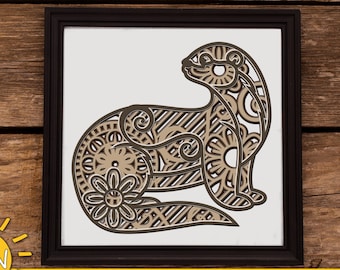 3D Layered Otter SVG 5 layers cut file | 3D layered DXF laser cut | Glowforge SVG | Commercial use Glowforge | Cricut | Silhouette