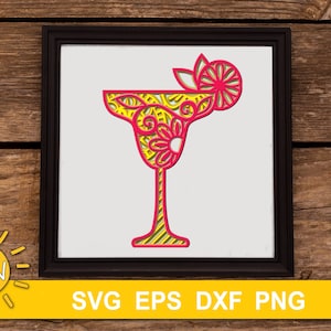 File SVG Mandala a strati 3D Cocktail / 1 / DXF a strati 3D tagliato al laser / Glowforge SVG / Uso commerciale Glowforge / Cricut / Silhouette
