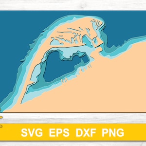 Mappa di Presque Isle Bay SVG EPS DXF - 5 strati / Cricut / Silhouette / Glowforge