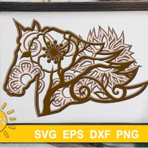 3D gelaagd paard SVG 5 lagen gesneden bestand | Glowforge-svg | eps dxf svg
