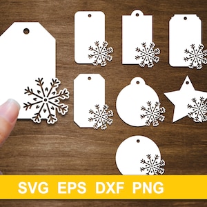 Snowflake Tags SVG bundle | Christmas bundle SVG | Snowflake bundle SVG