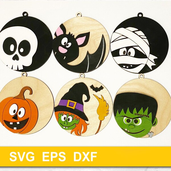 Halloween SVG Halloween Ornaments SVG Bundle Halloween Laser cut ornaments Laser cut file Glowforge svg