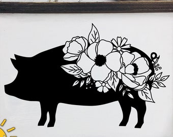 Download Floral Pig Svg Etsy