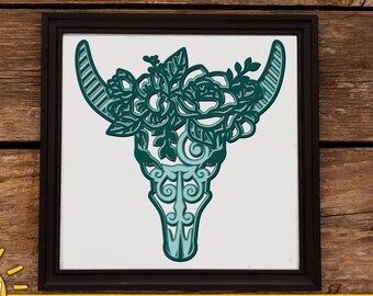 Download Mandala Cow Skull Etsy