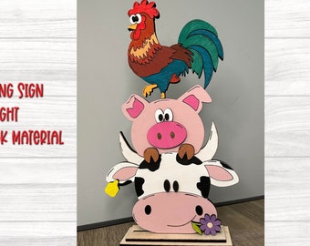 Farm Animals Standing Sign SVG Tabletop svg Farmhouse decor Glowforge svg  Laser Cut file