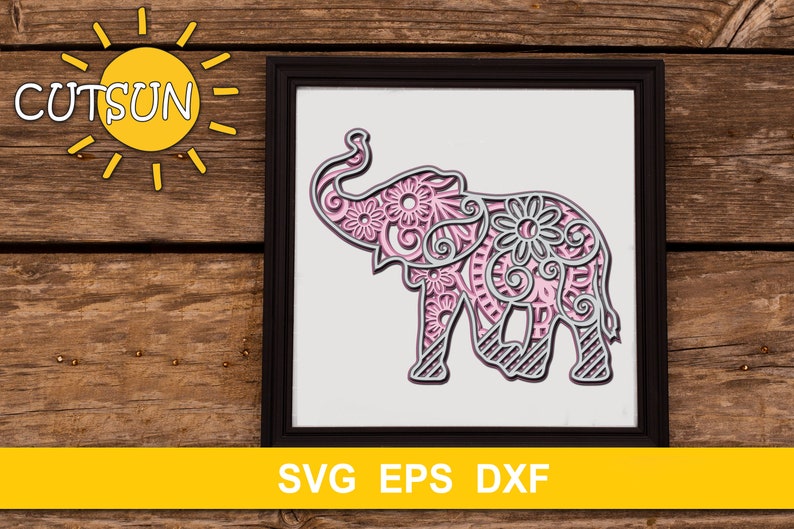 3D Layered Mandala Elephant SVG 5 layers cut file | Etsy