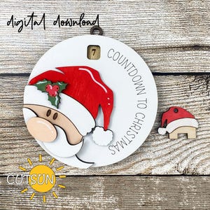 Adorno de cuenta regresiva para Navidad SVG Papá Noel SVG Archivo cortado con láser Días hasta Navidad Svg Cuenta regresiva para Navidad Svg
