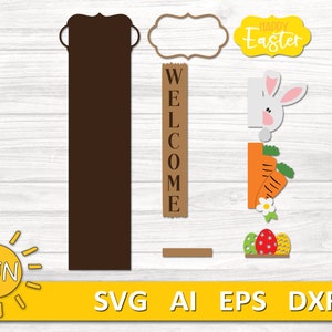 Interchangeable Easter Bunny Porch Sign SVG | Welcome Porch Leaner ...