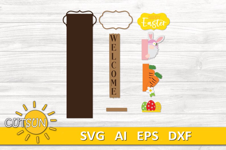 Easter Gnome Porch Sign SVG | Interchangeable Vertical Leaner Add-on ...