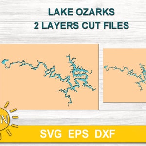 Lake Ozarks Karte SVG EPS DXF - 2 Ebenen | Cricut | Silhouette | Glühschmiede | Laserschneider