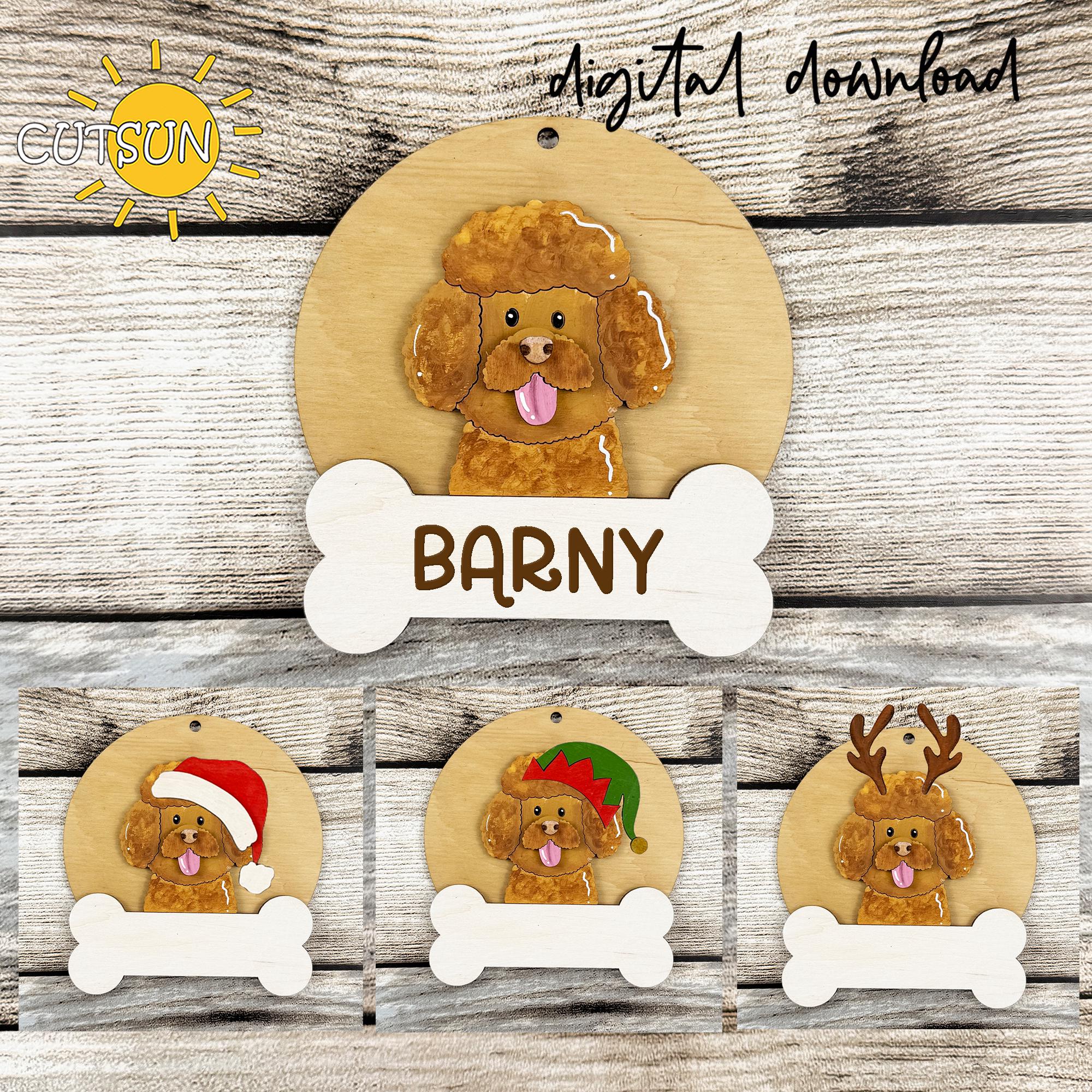 オーダーページ パネル クリスマス トイプードルA 9/14 Poodle Ornament SVG | Layered Dog Christmas Ornament Bundle