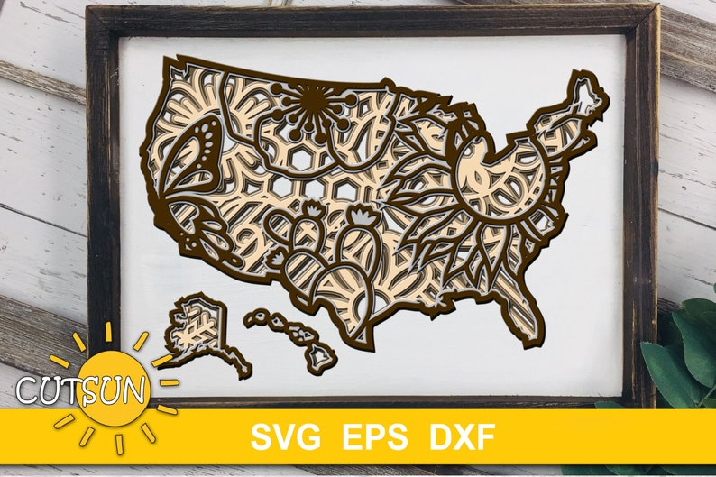 Download Layered 3d United States Map Svg 5 Layers 3d Layered Dxf Etsy