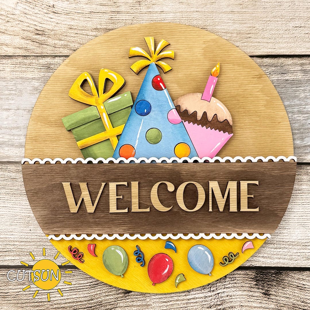 Birthday Add-on for Interchangeable Round Sign SVG | Summer Welcome ...