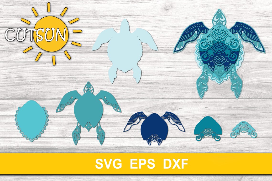Download 3D Layered Mandala Turtle SVG 6 layers cut file Glowforge ...
