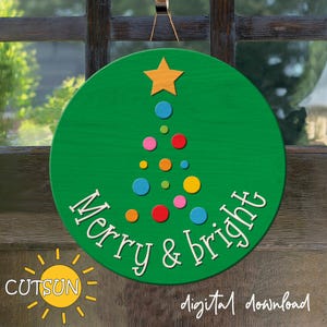 Merry and Bright Türhänger Weihnachtsbaum svg Weihnachtsstern svg Merry & Bright svg Laser-Schnittdatei Weihnachtsweihnachts svg Glowforge svg Cricut svg