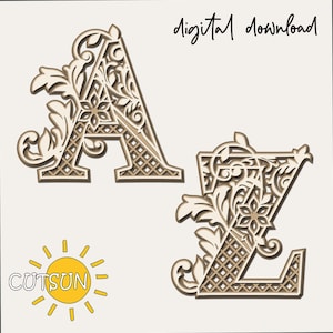 3D Alphabet Layered Mandala SVG A–Z | 26 Letters 3 Layers | Laser Cut file | Cricut SVG