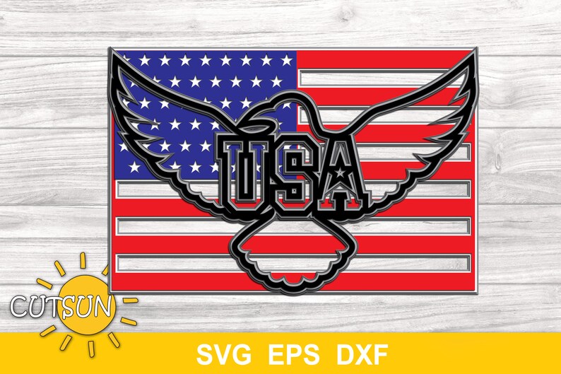 Download Clip Art American Flag With An Eagle Layered Cut File 7 Layers Art Collectibles