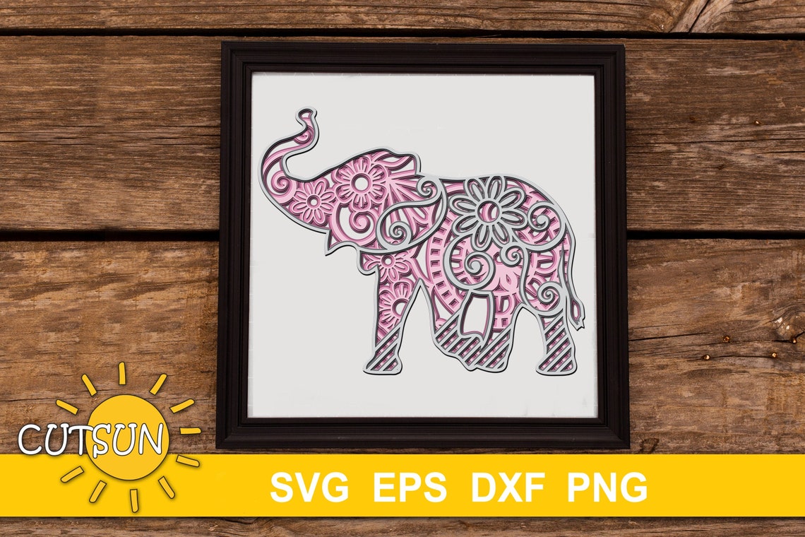 Download 3D Layered Elephant Mandala SVG 5 layers cut file Glowforge | Etsy