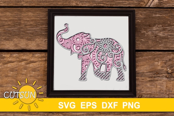 Download 3d Layered Elephant Mandala Svg 5 Layers Cut File Glowforge Etsy