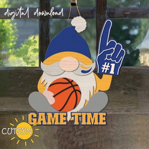 Accroche-porte de nain de basket-ball SVG accroche-porte de basket-ball SVG nain d'accroche-porte SVG nain svg basket-ball svg fichier découpé au laser fichier Glowforge