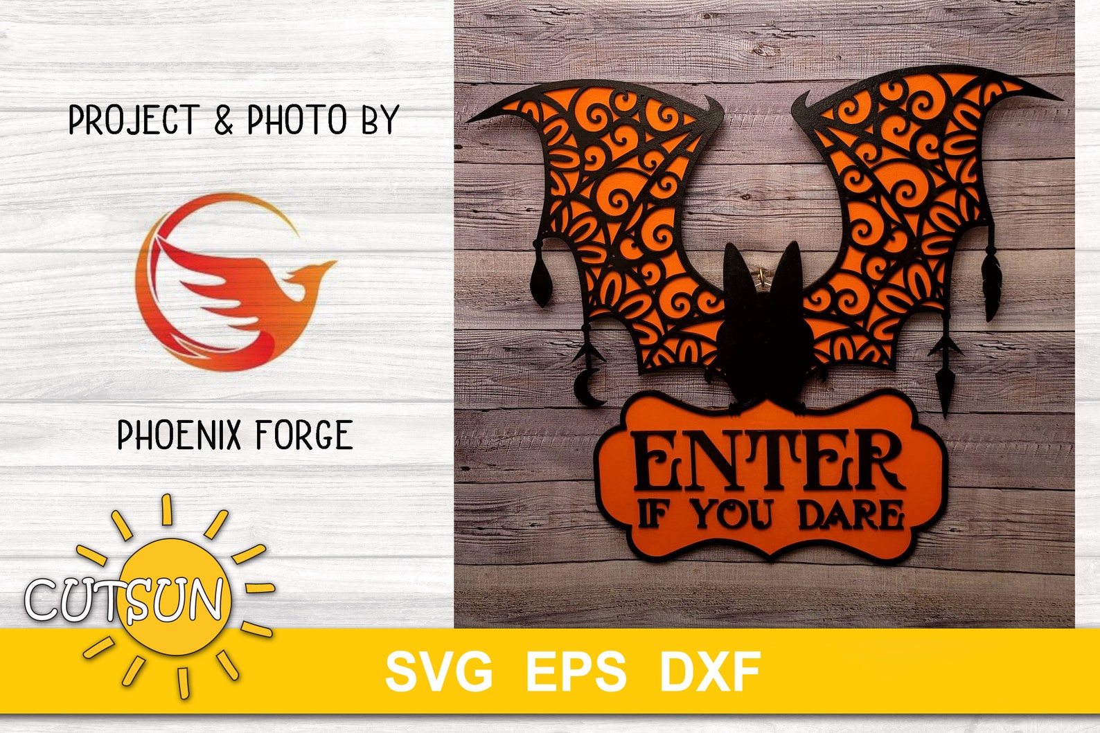 Ornate Bat Door Hanger SVG | Halloween Door Sign | Laser Cut File for ...