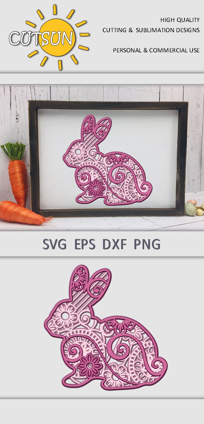 Download Fichier Mandala SVG 3D Bunny Lated Lapin 3D Couches ...