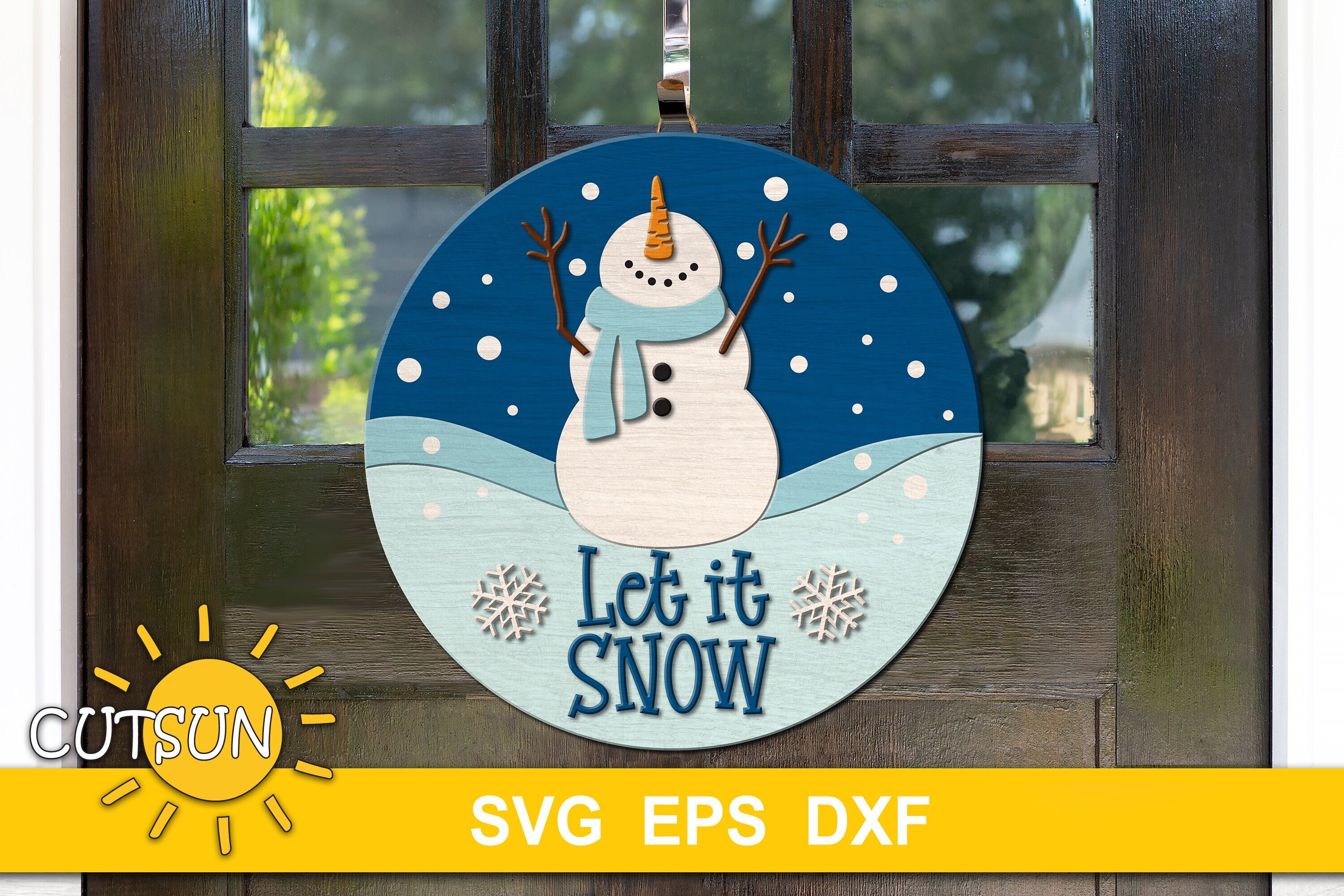Snowman Door Hanger SVG | Let It Snow Winter Door Sign | Christmas ...