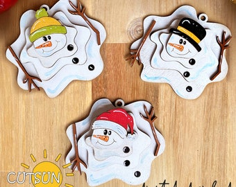 Melted Snowman Christmas Ornament SVG | Funny Holiday Ornament | Laser Cut File