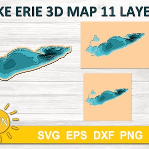 Geschichtete Lake Erie Karte SVG EPS DXF - 11 Ebenen | Cricut | Silhouette | Glühschmiede | Laserschneider
