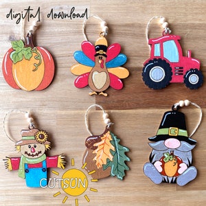 Fall car charms SVG Bundle Thanksgiving Car charms Svg Laser cut file Cricut svg Glowforge svg Ornament svg