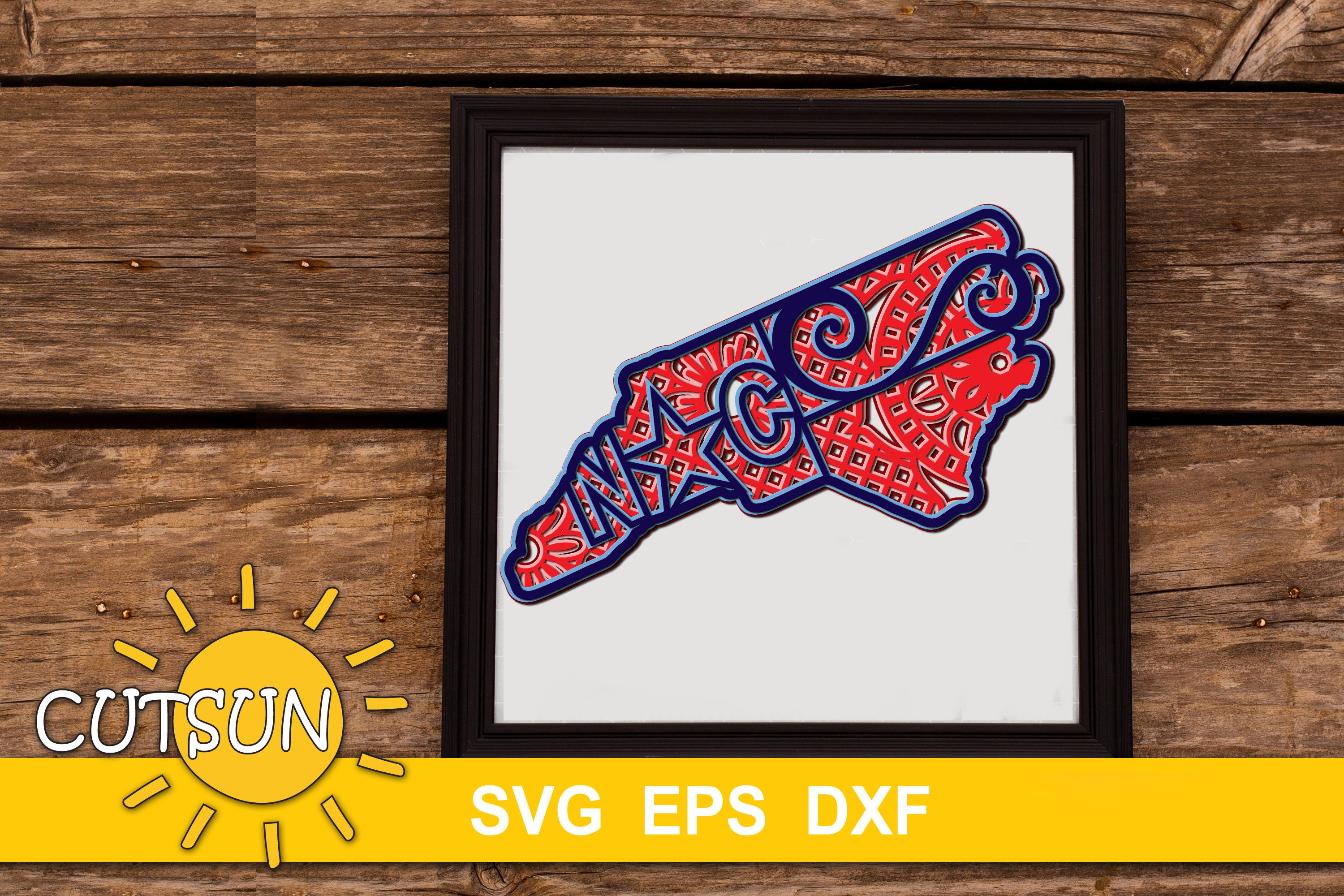 Layered 3D Mandala North Carolina state SVG 5 layers Etsy