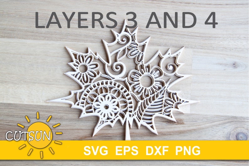 Download 3D Layered Maple Leaf Mandala SVG cut file 5 layers | Etsy