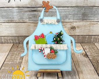 Christmas Add-On SVG for Interchangeable Apron | Gnome & Tree Shelf Sitter | Holiday Kitchen Decor | Laser Cut File