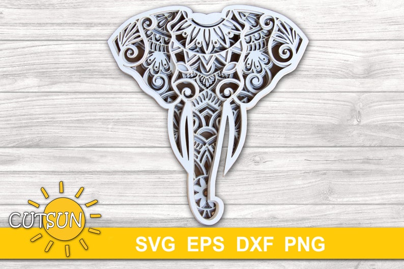 Download 3D Layered Mandala Elephant Head SVG 5 layers cut file | Etsy