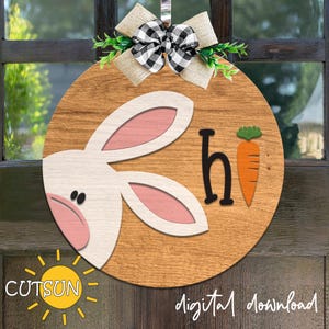 Accroche-porte lapin de Pâques SVG accroche-porte lapin hibou SVG accroche-porte Pâques svg décoration de Pâques fichier découpé au laser Cricut svg Silhouette svg